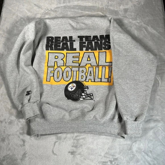 Vintage Pittsburgh Steelers Sweatshirt Mens Large Gray Starter Made USA NFL - Picture 7 of 11
